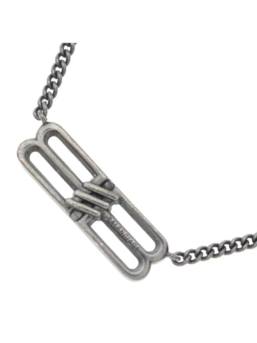 Balenciaga BB Icon Antique Silver BB Chain Necklace